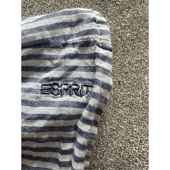 Esprit Striped Cotton Sleeveless Top Womens 10 Blue White Coastal Cottage Preppy - Picture 9 of 12